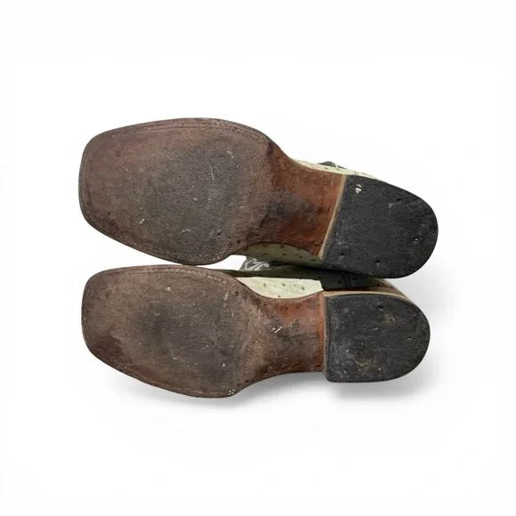 Men’s El Reparo (Texas) White Ostrich Leather Cowboy Boots Size 8 - Picture 10 of 10